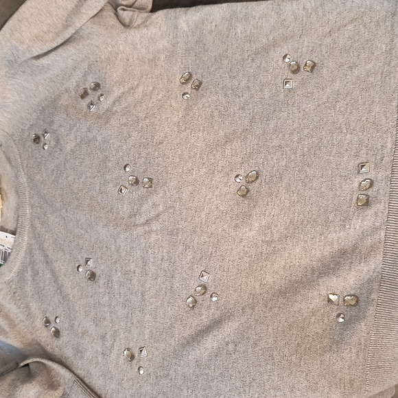 MICHAEL Michael Kors Jewel Embellished Woman's Sweater Gray Size L - Picture 6 of 16